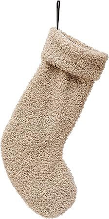 Creative Co-Op 21" H Bouclé Fabric Stocking, Cream Color Textiles, Multi | Amazon (US)