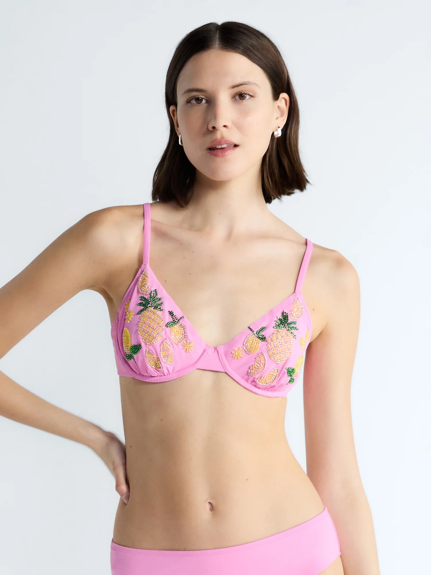 Free Assembly Women's Beaded Demi Underwire Bikini Top, Sizes XS-XL - Walmart.com | Walmart (US)