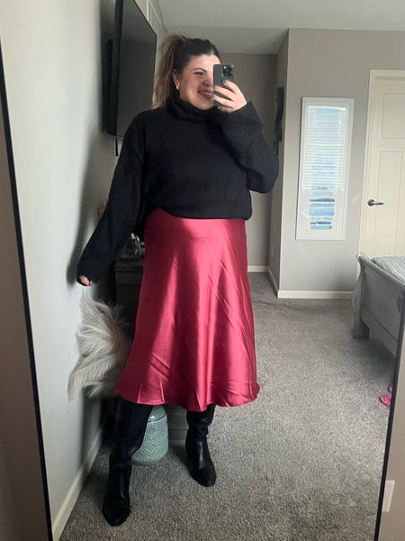 I hope you can use this as an inspiration for a last-minute Christmas outfit, this would be a great winter work outfit as well! This satin midi skirt from Amazon is super comfortable and I’m actually wearing a sweater dress tucked in as a sweater. I paired this with knee-high black boots to keep my legs warm!!

Four types of women on Christmas: the roadtripper, the hostess, the best dressed guest and the mom parenting in a non-child-proofed home. 

Let me know which one are you?! 😂 I’m #4 and #2 this year 🫶🏼

All of these will be on my LTK and Amazon Amazon for you! ❤️

#Midsize #MidsizeStyle #Size12 #Size14 #AmazonFashion #AmazonFines #ChristmasOutfit #HolidayOutfit  Midsize winter outfit 2023, Amazon outfit, midsize Christmas outfit, midsize leggings outfit, midsize holiday outfit, midsize work winter outfit Amazon work outfit, Amazon sweater dress, size 12 fashion, size 14 fashion 

#LTKfindsunder50 #LTKSeasonal #LTKmidsize