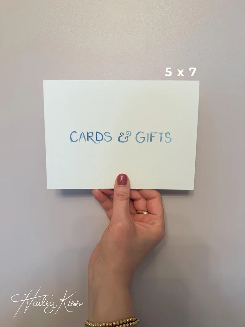 Cards & Gifts Signage | Green or Blue Watercolor | Printed Signage | Etsy (Global)