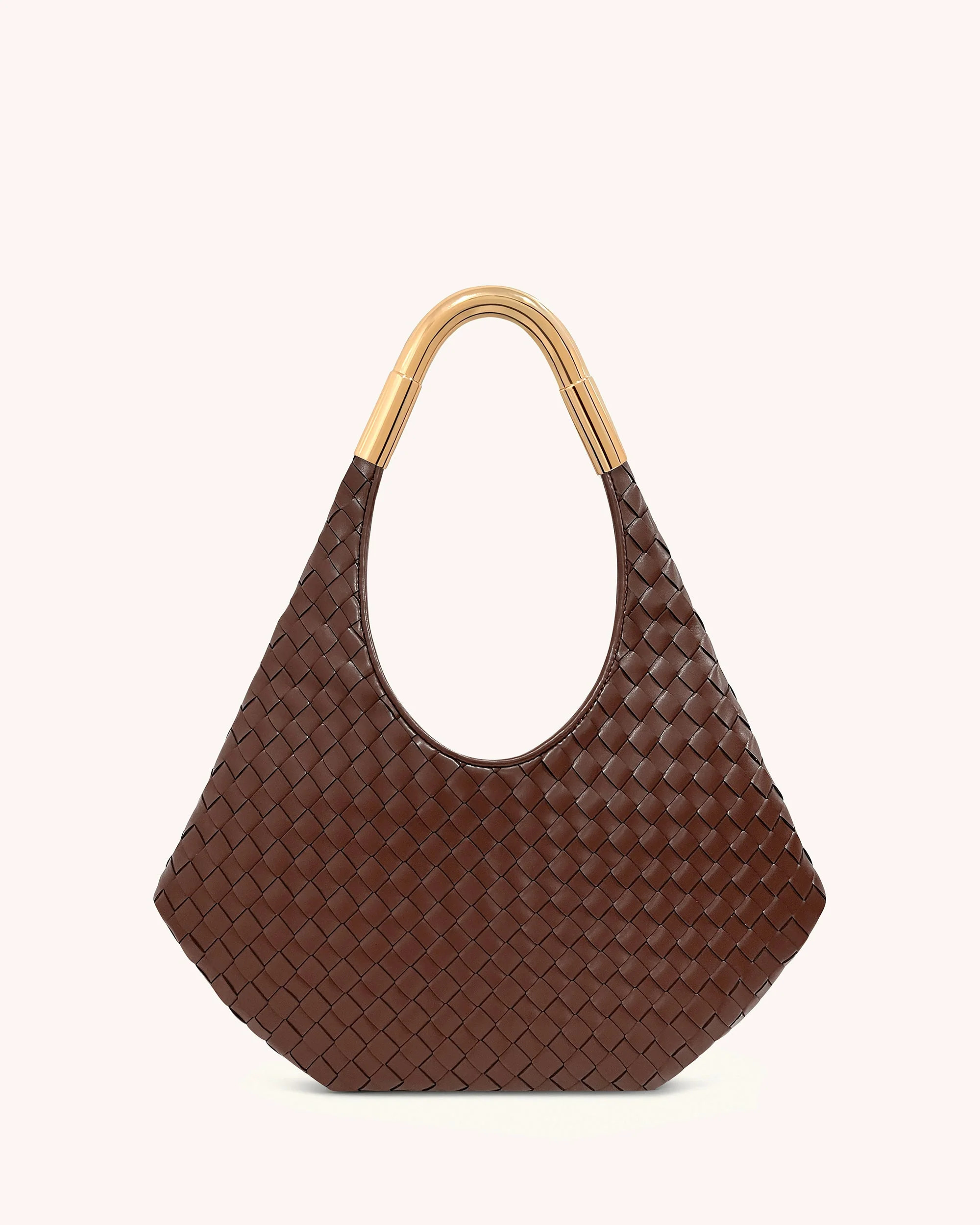 Olivia Hand-Woven Metal Handle Hobo Bag - Brown | JW PEI US