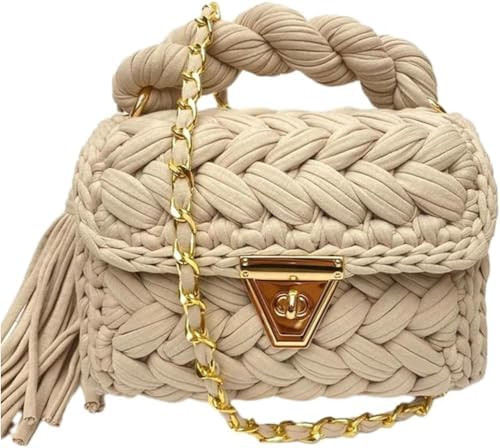 Chunky Yarn Knit Crossbody Bags for Women Top-handle Handwoven Wool Tote Bag Soft Braided Shoulde... | Amazon (US)
