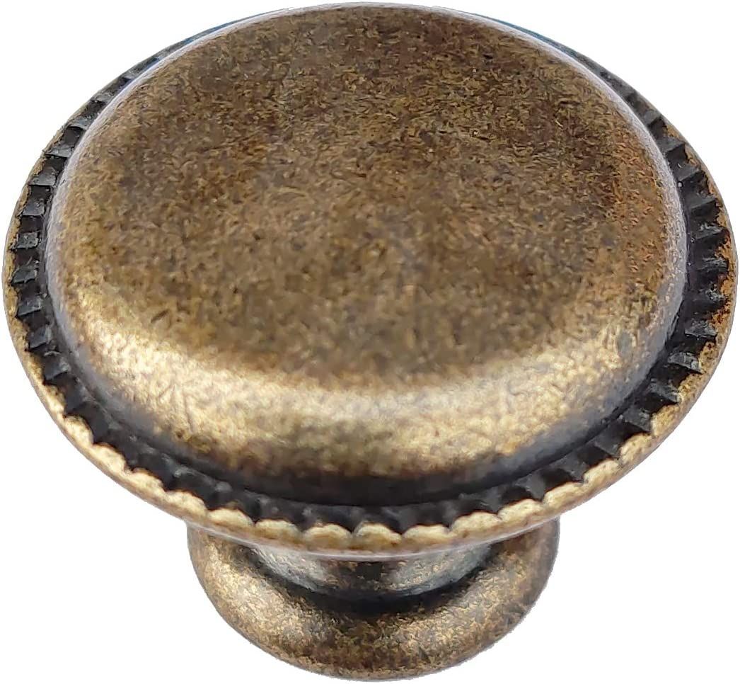 ZHANGJIAHE Antique Brass Drawer Knobs 1 inch Round Knobs 10 Pack (Retro Copper 10 Pack) | Amazon (US)