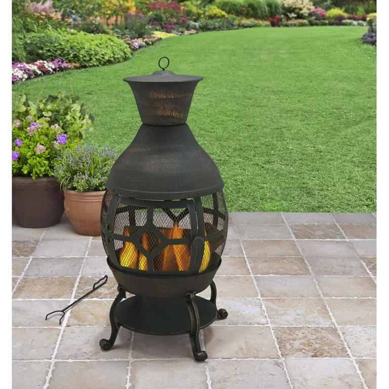 Better Homes & Gardens Wood-Burning Cast Iron Chiminea, Antique Bronze | Walmart (US)