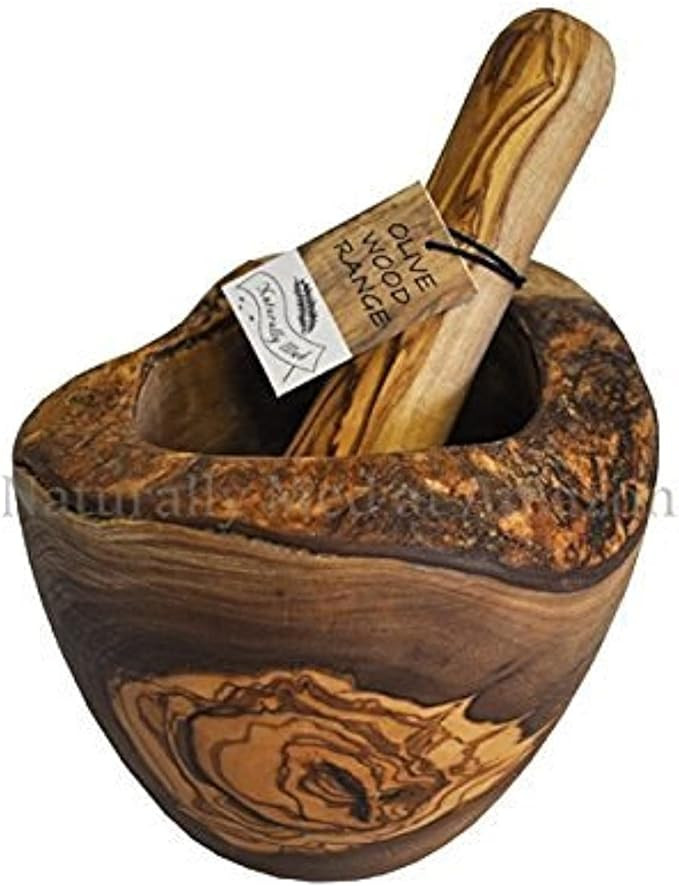 Naturally Med - Olive Wood Rustic Mortar and Pestle - 4.7 inch. for Grinding Spices, Salsa, Herbs... | Amazon (US)