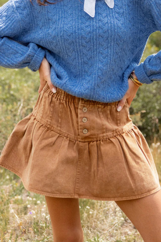 Sophie Brown Ruffle Skort | Pink Lily