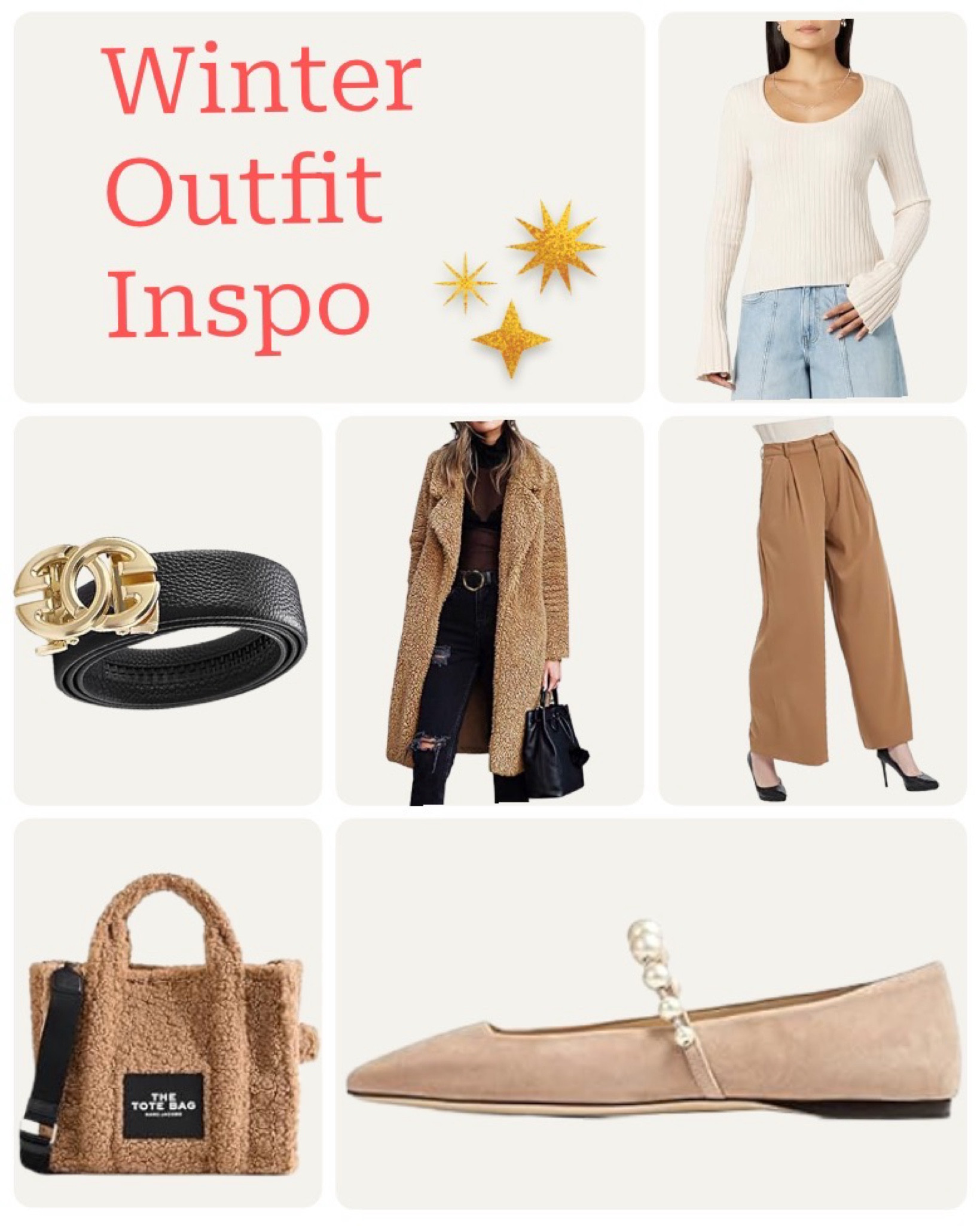 Amazon Winter Outfit Inspo

Ltkfindsunder100 / ltkfindsunder50 / ltkmidsize / LTKitbag / LTKsalealert / LTKstyletip / LTKshoecrush / Amazon / Amazon finds / Amazon must haves / Amazon fashion / Amazon style / winter outfit / winter outfits / winter ootd / gucci belt dupe / gucci inspired belt / Marc Jacobs tote bag / teddy tote bag / wide leg trousers / trousers / camel coat / coat / winter coat / white blouse / ribbed top / Pearl shoes / ballet flats / flat shoes / flags / sale / sale alert 

#LTKHoliday #LTKGiftGuide #LTKSeasonal