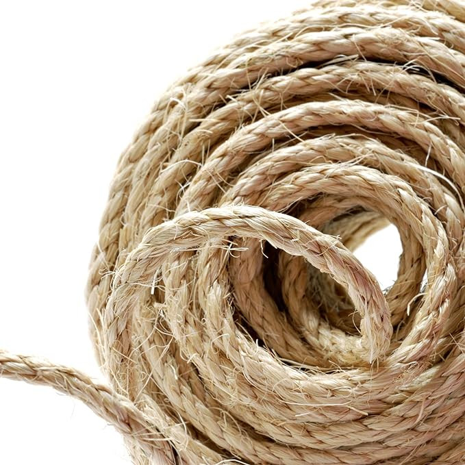 Naler 82FT Hemp Rope 6mm, 100% Natural Jute 4-ply Thick Twine String Cord Rope for Cat Tree, Boat... | Amazon (CA)
