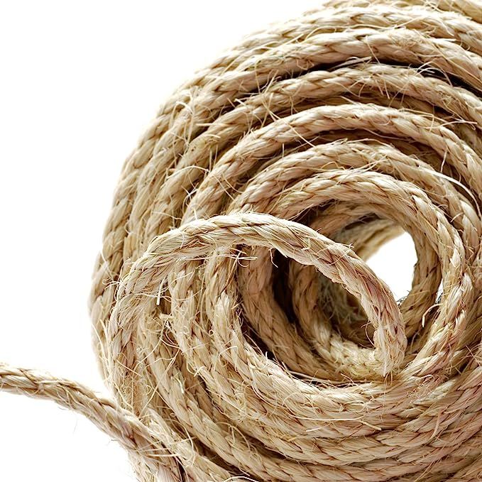 Naler 82FT Hemp Rope 6mm, 100% Natural Jute 4-ply Thick Twine String Cord Rope for Cat Tree, Boat... | Amazon (CA)