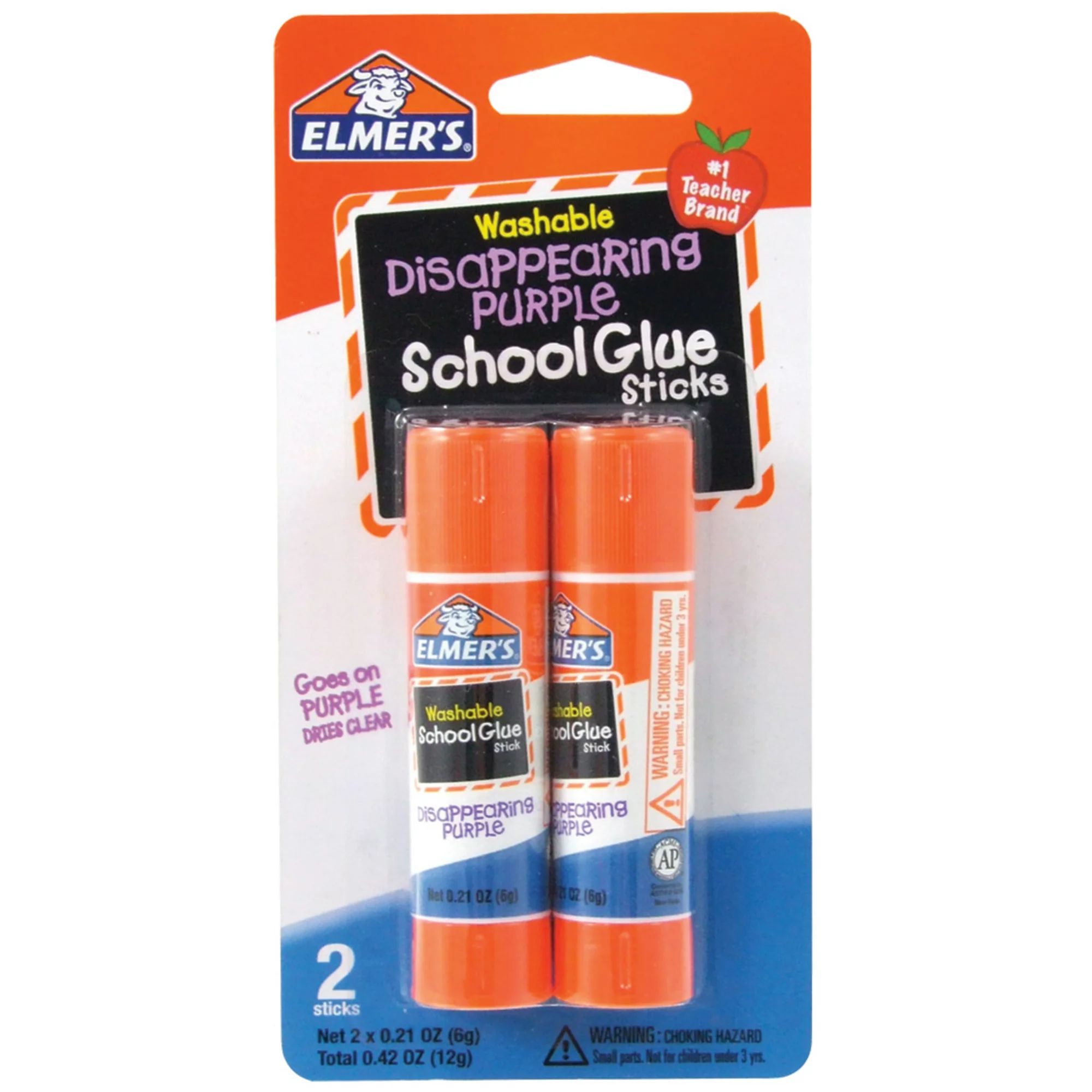 Elmer's Disappearing Purple Washable School Glue Sticks, 6 gram, 2 Count | Walmart (US)