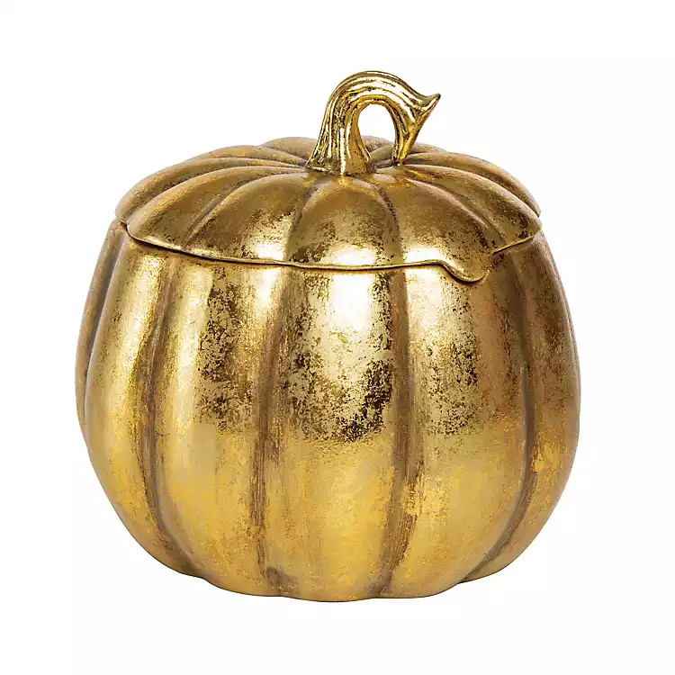 Gold Ceramic Pumpkin Container | Kirkland's Home