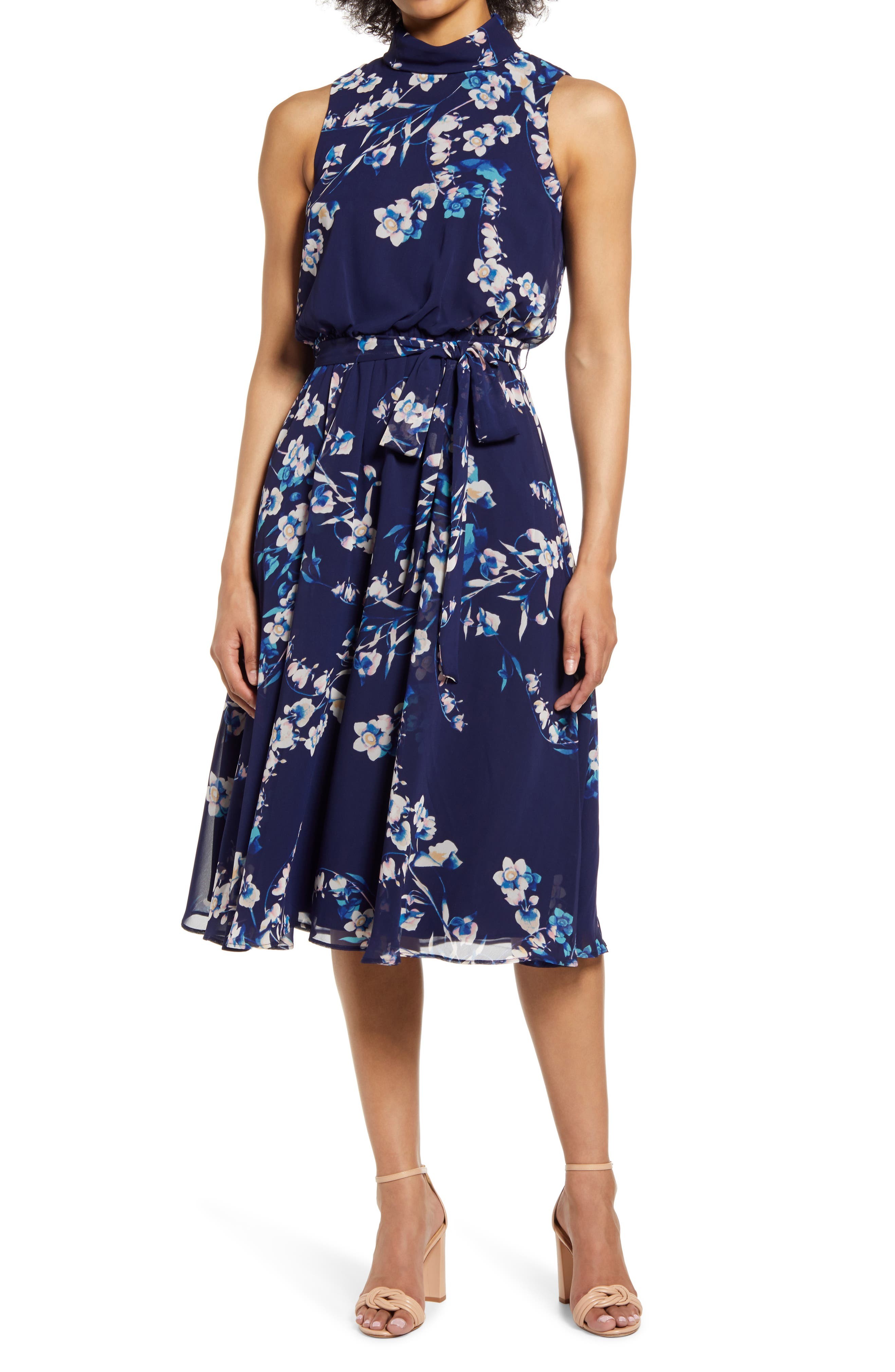 Sleeveless Tie Waist Chiffon Dress | Nordstrom