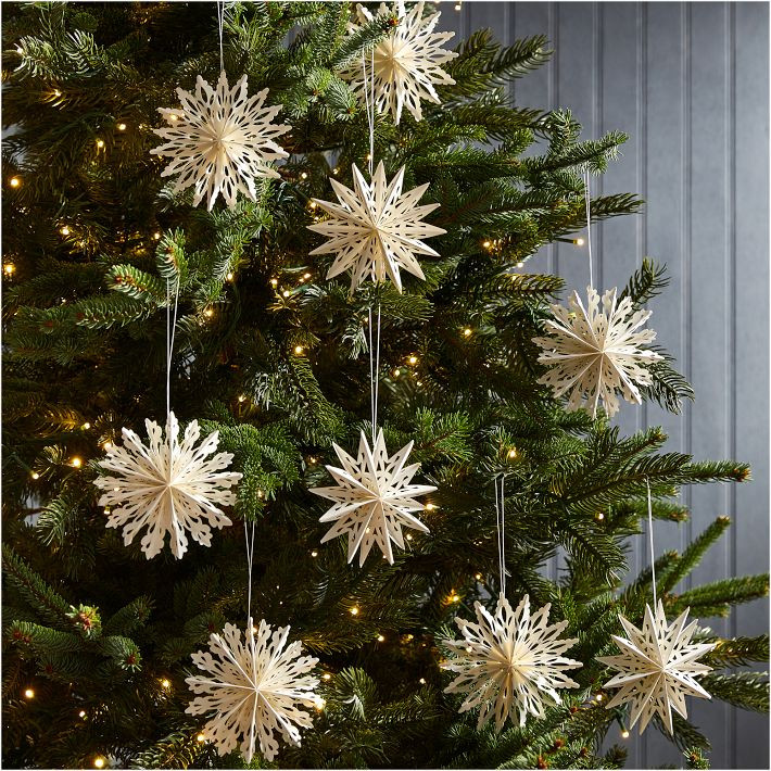 Small Paper Snowflake Ornaments (Set of 9) | West Elm (US)