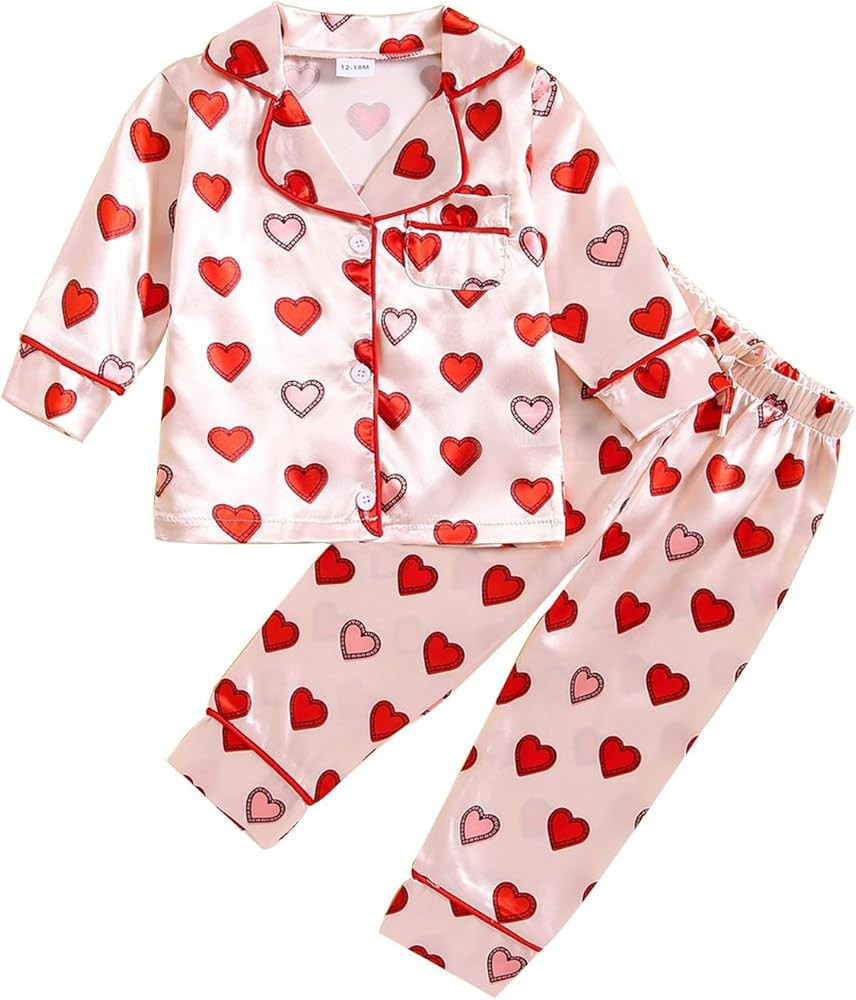 Newborn Sleepers Valentine's Day Toddler Girls Long Sleeve Lapel Sateen Love Printed Elasticated ... | Amazon (CA)