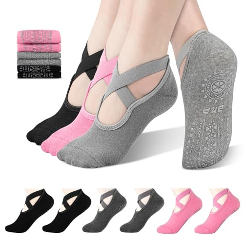 BKP Yoga socks for women 6 Pairs,Pilates socks with Grips for women,Non slip socks for Ballet,Dance,Home,Barefoot | Amazon (US)