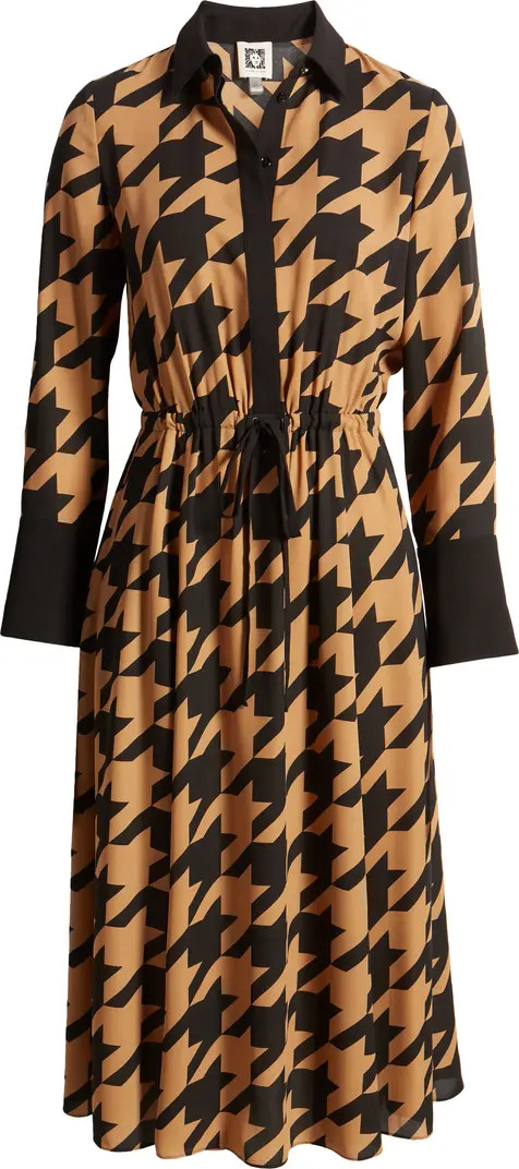 Houndstooth Long Sleeve Shirtdress | Nordstrom