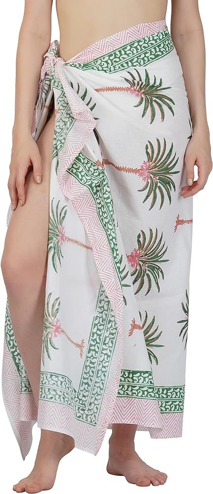 100% Cotton Hand block Sarong Beach Pareo -Your Perfect Summer Cover up Swimwear Companion Wrap S... | Amazon (US)