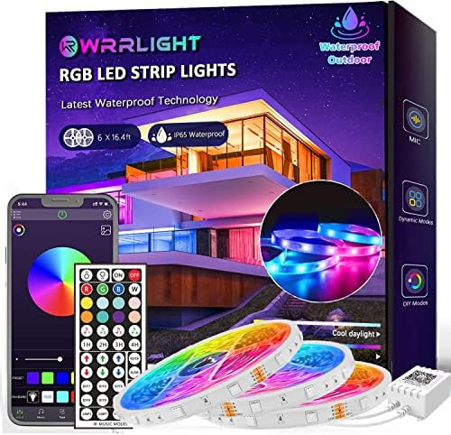 Outdoor LED Light Strips Waterproof, 100ft (6 Rolls of 16.4ft) Ultra Long IP65 LED Strip Lights w... | Amazon (US)