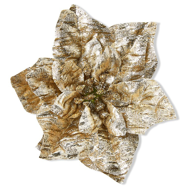 Gold Mini Poinsettia Christmas Pick, 4 in, by Holiday Time | Walmart (US)