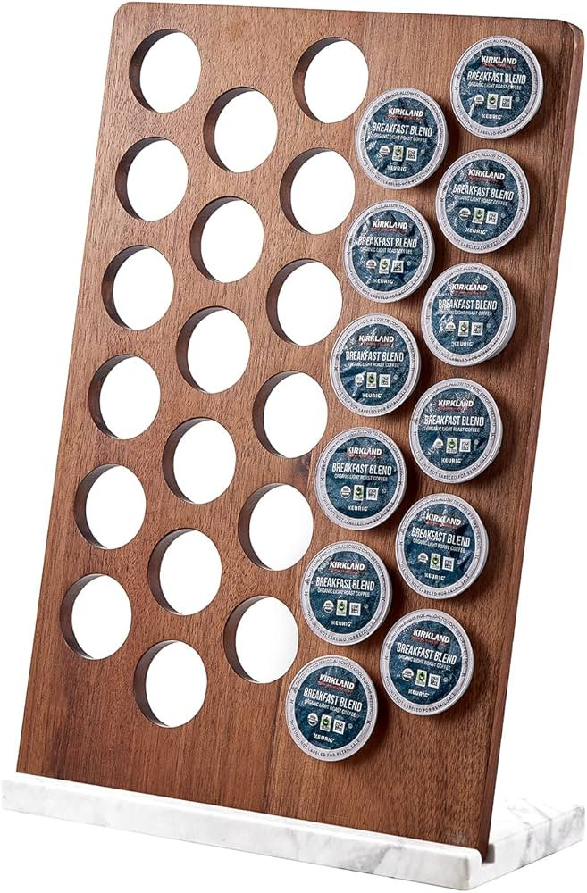 EVERBBKING Coffee Pod Holder K Cup Organizer Acacia Wood with White Marble Base Large Big Capacit... | Amazon (US)