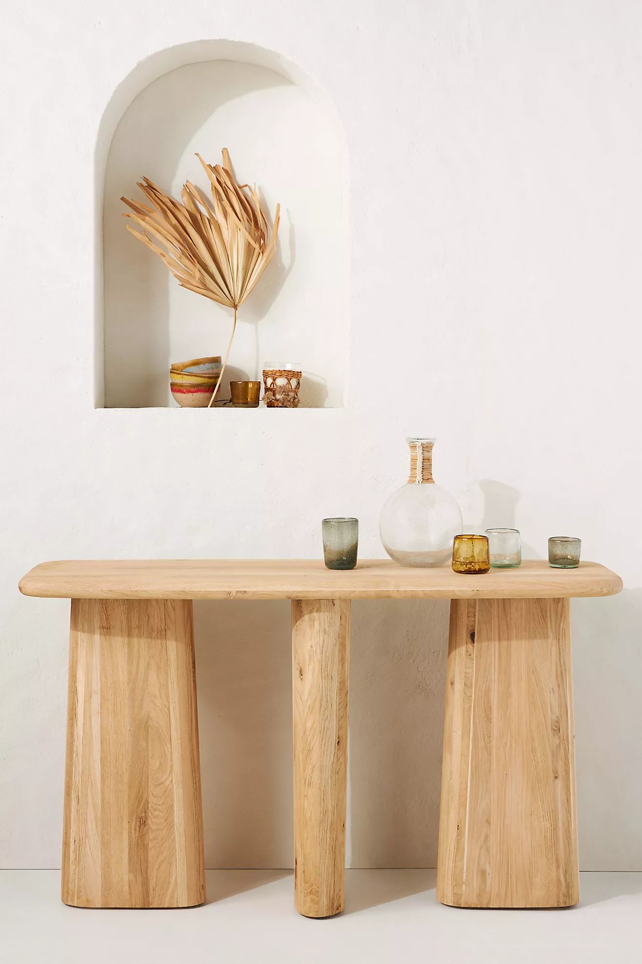 Kalle Sculptural Oak Console | Anthropologie (US)