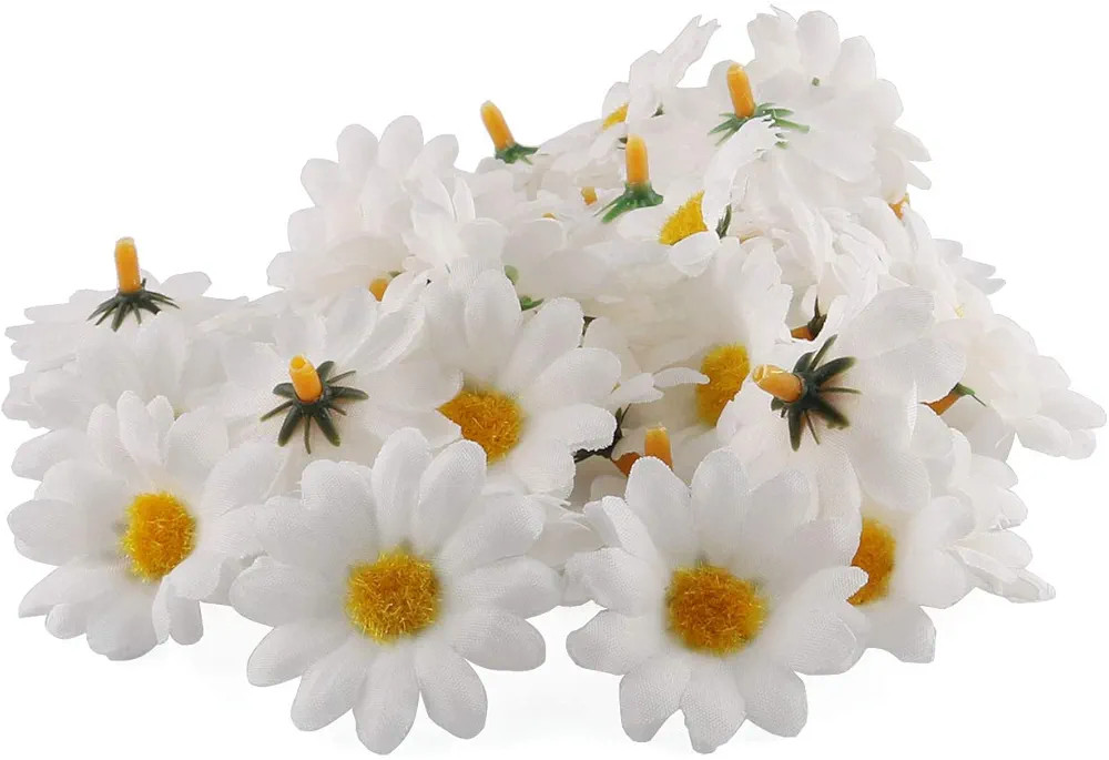 E-outstanding Silk Daisy Flower Head 100PCS 1.5Inch White Artificial Gerbera Fake Flowers Heads f... | Amazon (US)