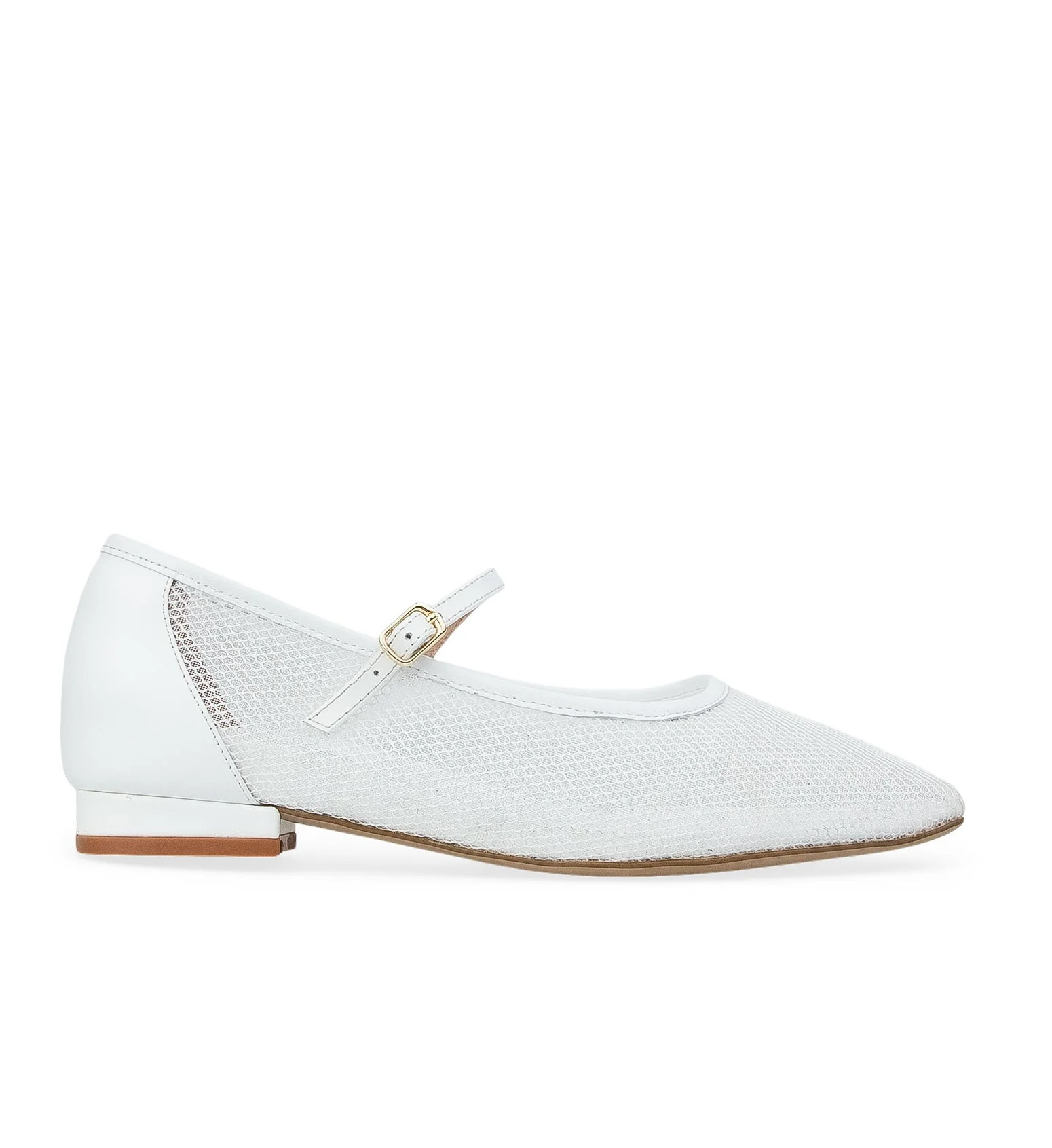 White Leather & Mesh Ballet Flats | Bared Footwear
