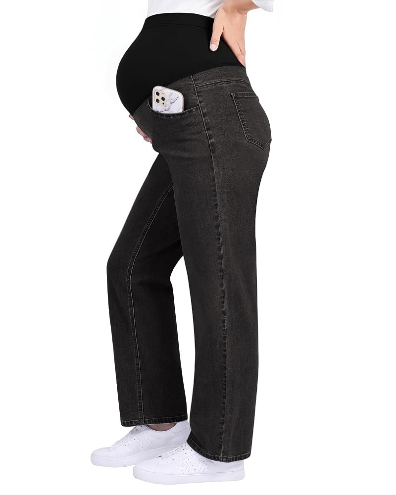 GRAPENT Maternity Jeans for Women Over Belly Comfy Pull On Straight Leg Casual Stretchy Denim Mom... | Amazon (US)