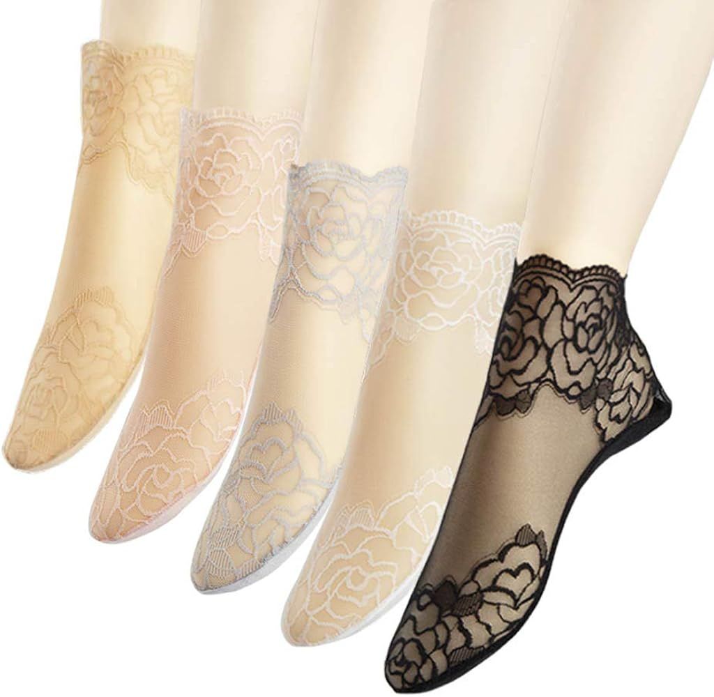 Lace Ankle Socks For Women - 5Pairs ruffle socks women - Fishnet Ankle Women Socks | Amazon (US)