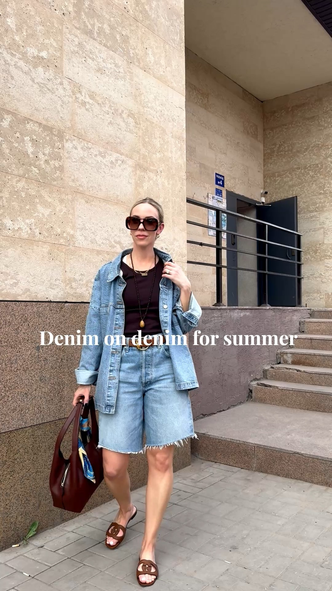 Denim on denim summer outfit, all denim outfit, denim bermuda shorts, Gucci sandals, Le Tanneur handbag

#LTKSeasonal #LTKOver40 #LTKTravel