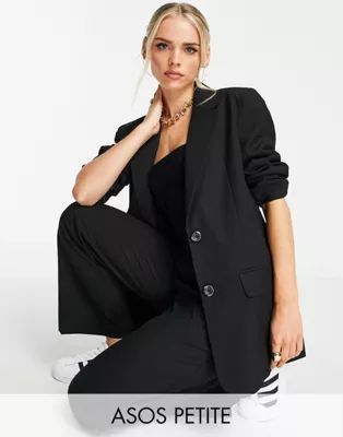 ASOS DESIGN Petite Mix & Match slim boy suit blazer in black | ASOS (Global)