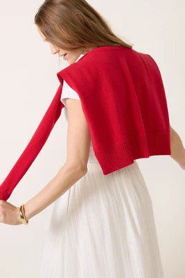 EVEREVE Women's Hampton Knit Shrug Top, Red | Evereve