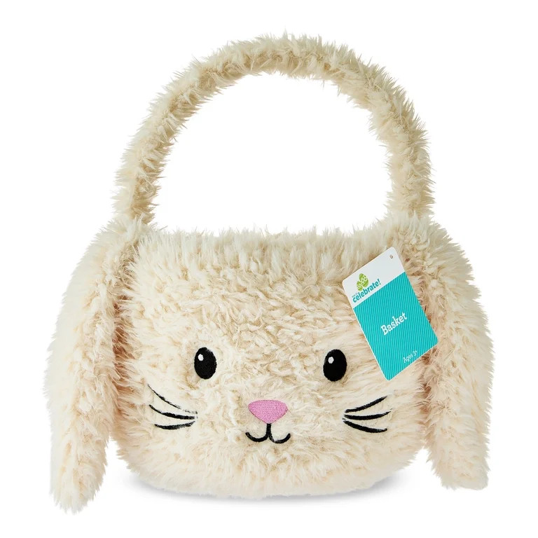 Plush Bunny Basket, White, 8.5" x 6.25", Easter by Way To Celebrate | Walmart (US)