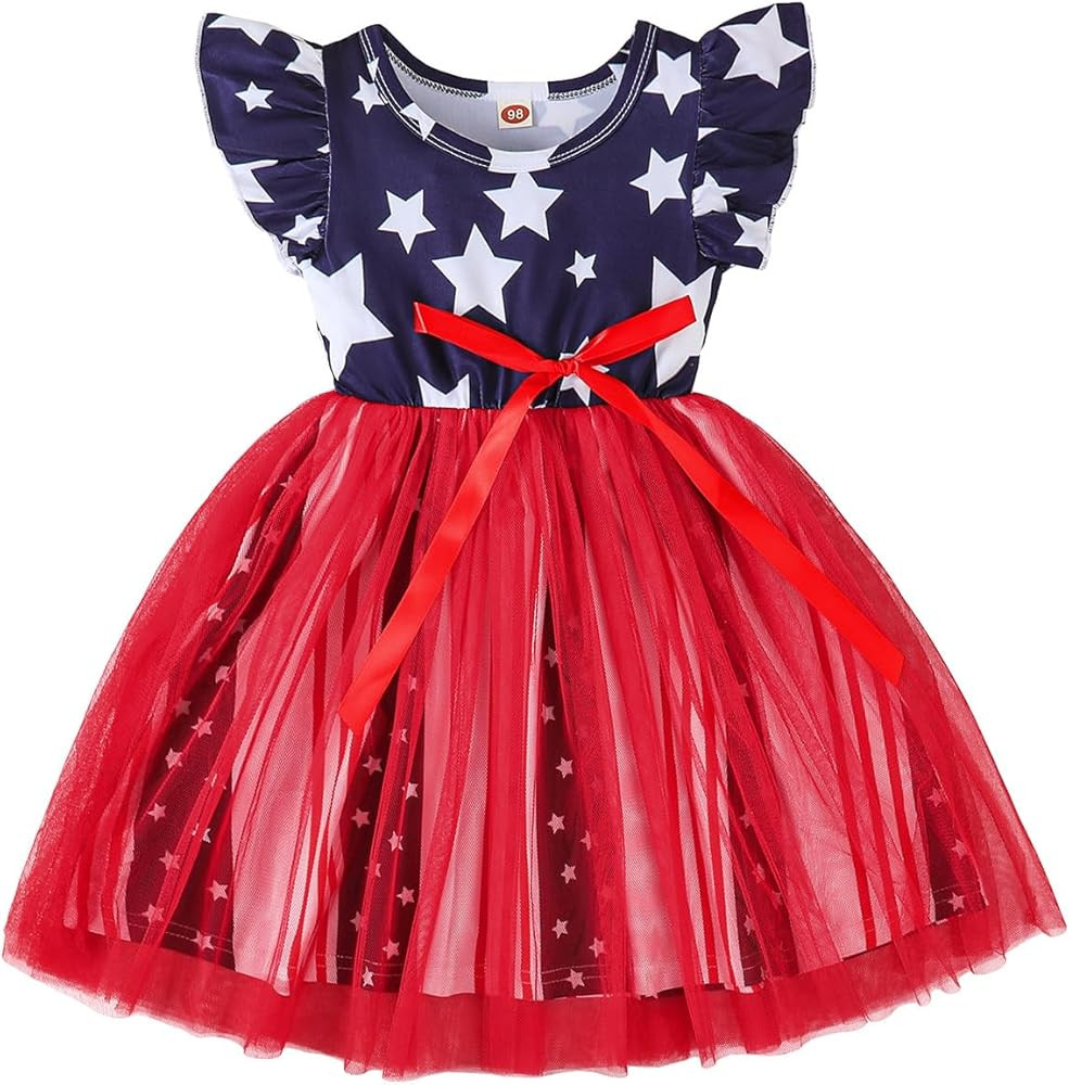 Toddler Girls Dress Kids Ruffle Sleeve Casual Tutu Skirts Little Girl Formal Dresses Summer Beach... | Amazon (US)