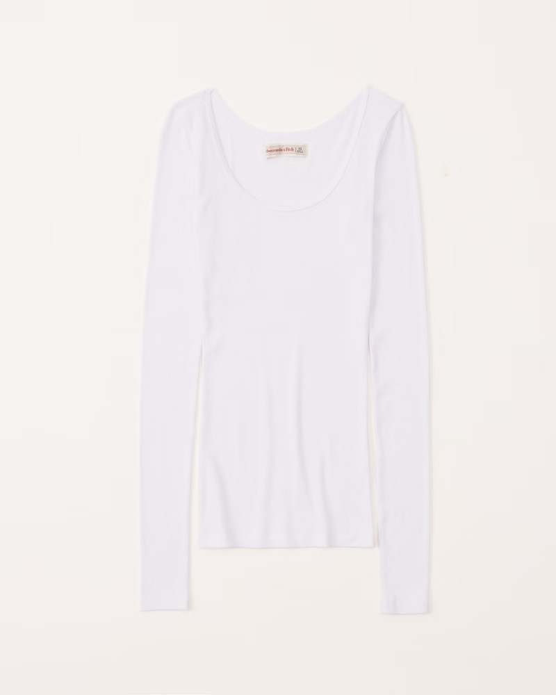 Long-Sleeve Ribbed Scoopneck Top | Abercrombie & Fitch (US)