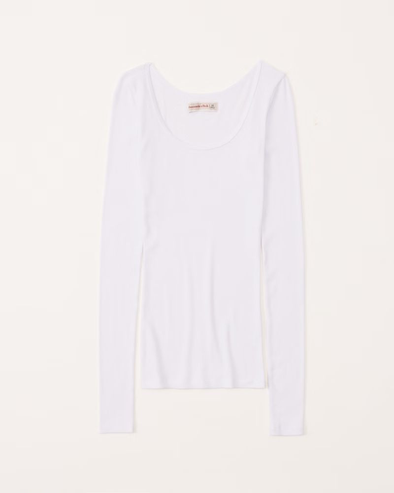 Long-Sleeve Ribbed Scoopneck Top | Abercrombie & Fitch (US)