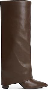 Modatope Knee High Boots Women Fold Over Knee High Boots Chunky High Heels Long Boots Zipper Poin... | Amazon (US)