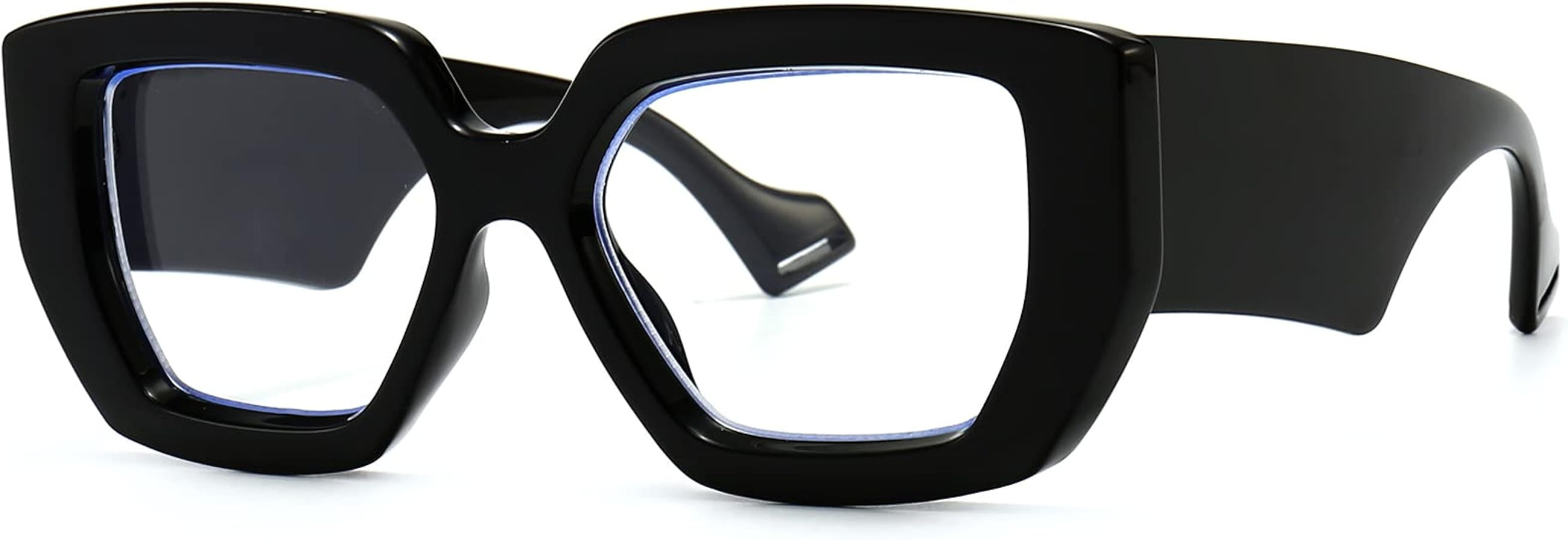 Thick Frame Blue Light Glasses for Women Men Fashion Oversized Square Computer Gaming Eyeglasses | Amazon (US)