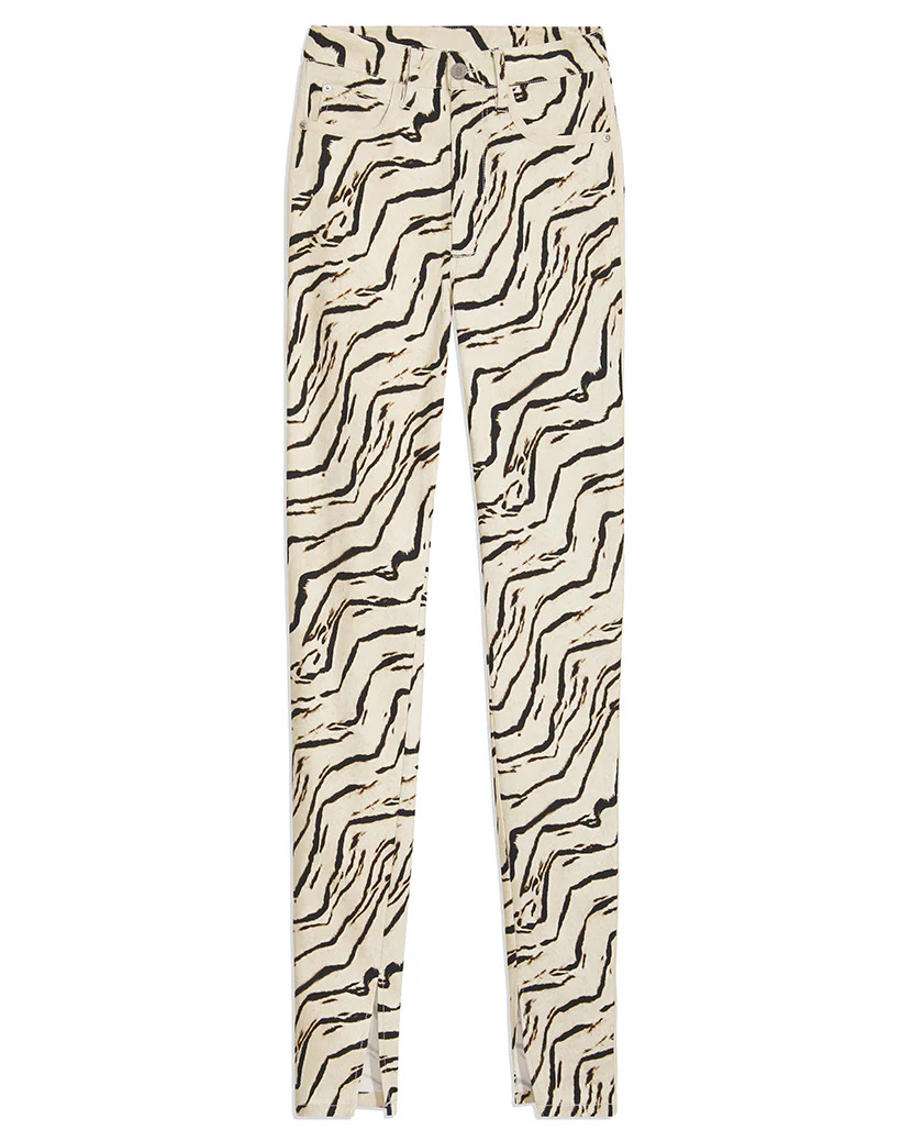 Tiger Piped Stiletto Slit Denim Jean | We Wore What