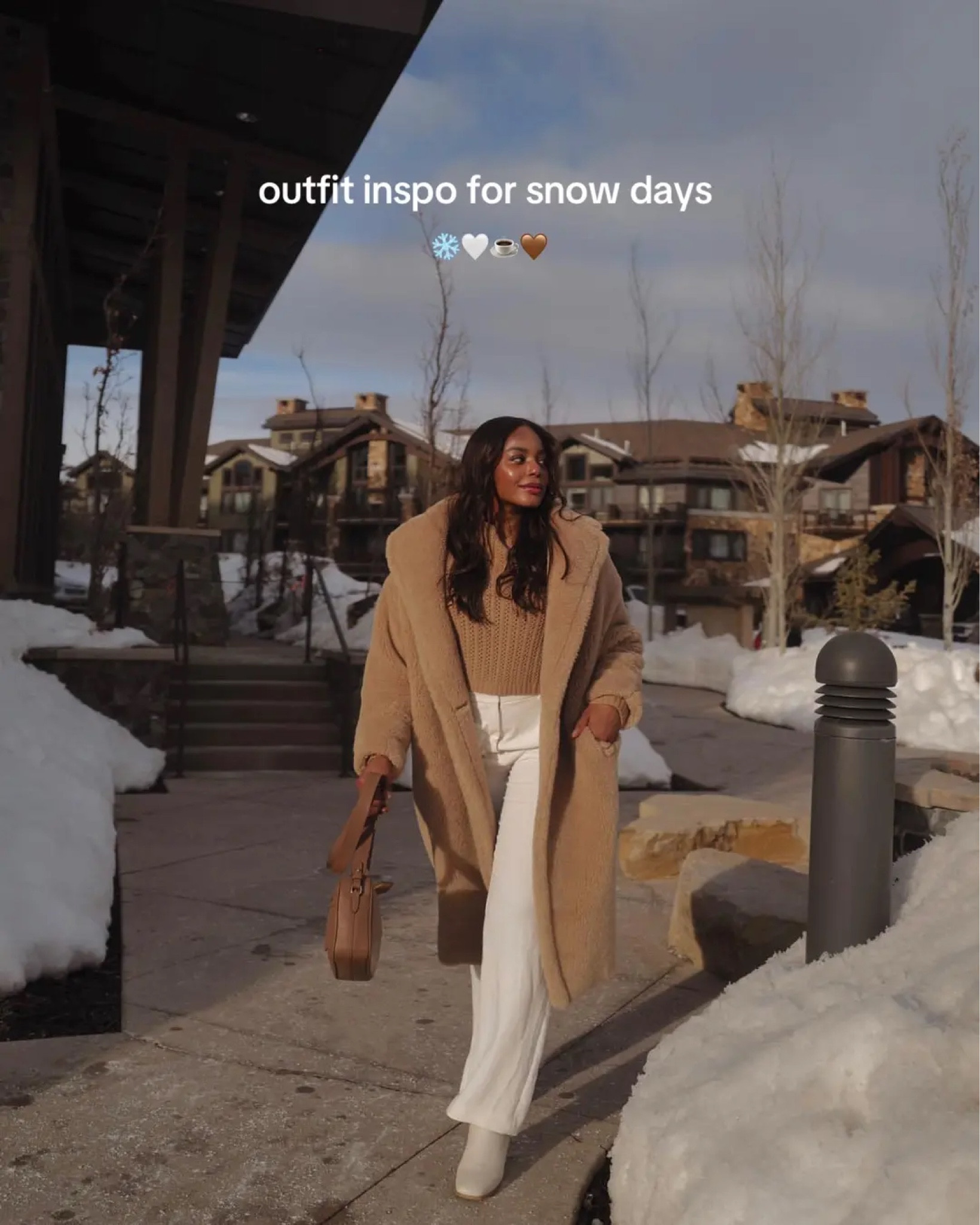 Winter outfit inspiration for snow days or cold days ❄️ wearing the famous max mara teddy coat along with a brown sweater, white jeans, white boots! Love this cozy, causal outfit! … For more links to nthe love knot slouchy bag, statement belts, apres ski outfit, cape coat, winter capsule wardrobe, alo softsculpt, valentines day outfit, hooded scarves, vacation outfits beach, date night outfits, follow me on LTK! ✨


#LTKTravel #LTKootd #LTKgrwm