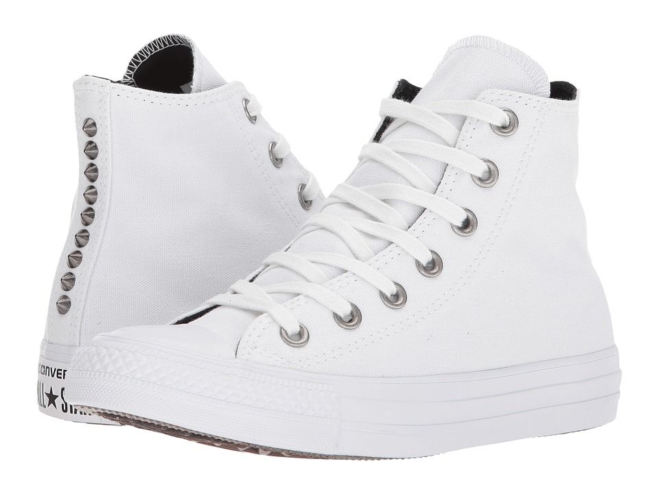 Converse - Chuck Taylor(r) All Star Canvas Studs Hi (White/Black/White) Women's Classic Shoes | Zappos