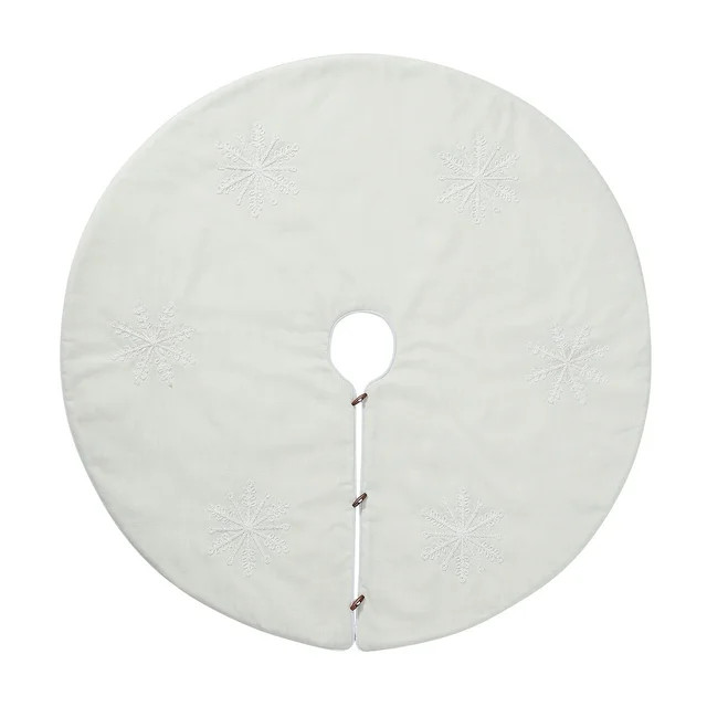 My Texas House Ester Ivory Embroidered Snowflake Christmas Tree Skirt, 52" | Walmart (US)