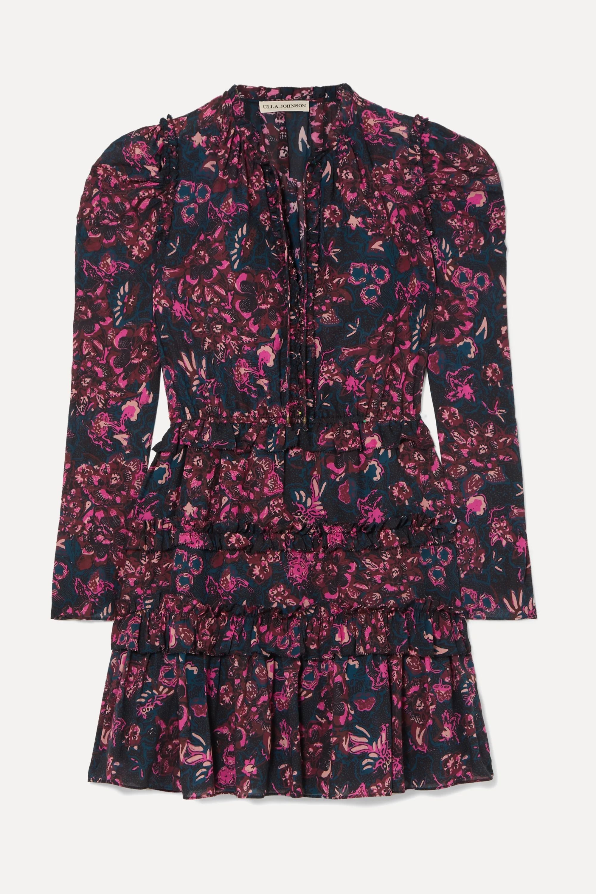 Prissa tiered floral-print cotton-blend voile mini dress | NET-A-PORTER (US)