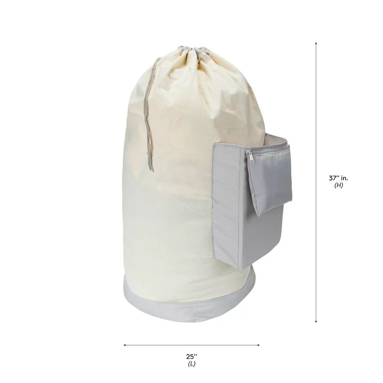 Mainstays Adult Canvas Fabric Laundry Bag, Gray | Walmart (US)
