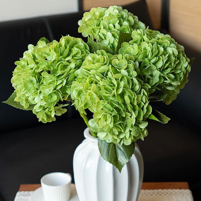 DUYONE 4Pcs Green 22 inch Lifelike Artificial Hydrangea, Large Flowers Artificial Flowers Dry Flo... | Amazon (US)