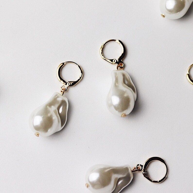Baroque Pearl Drop Earrings Wedding Bridal Jewellery | Etsy UK | Etsy (UK)