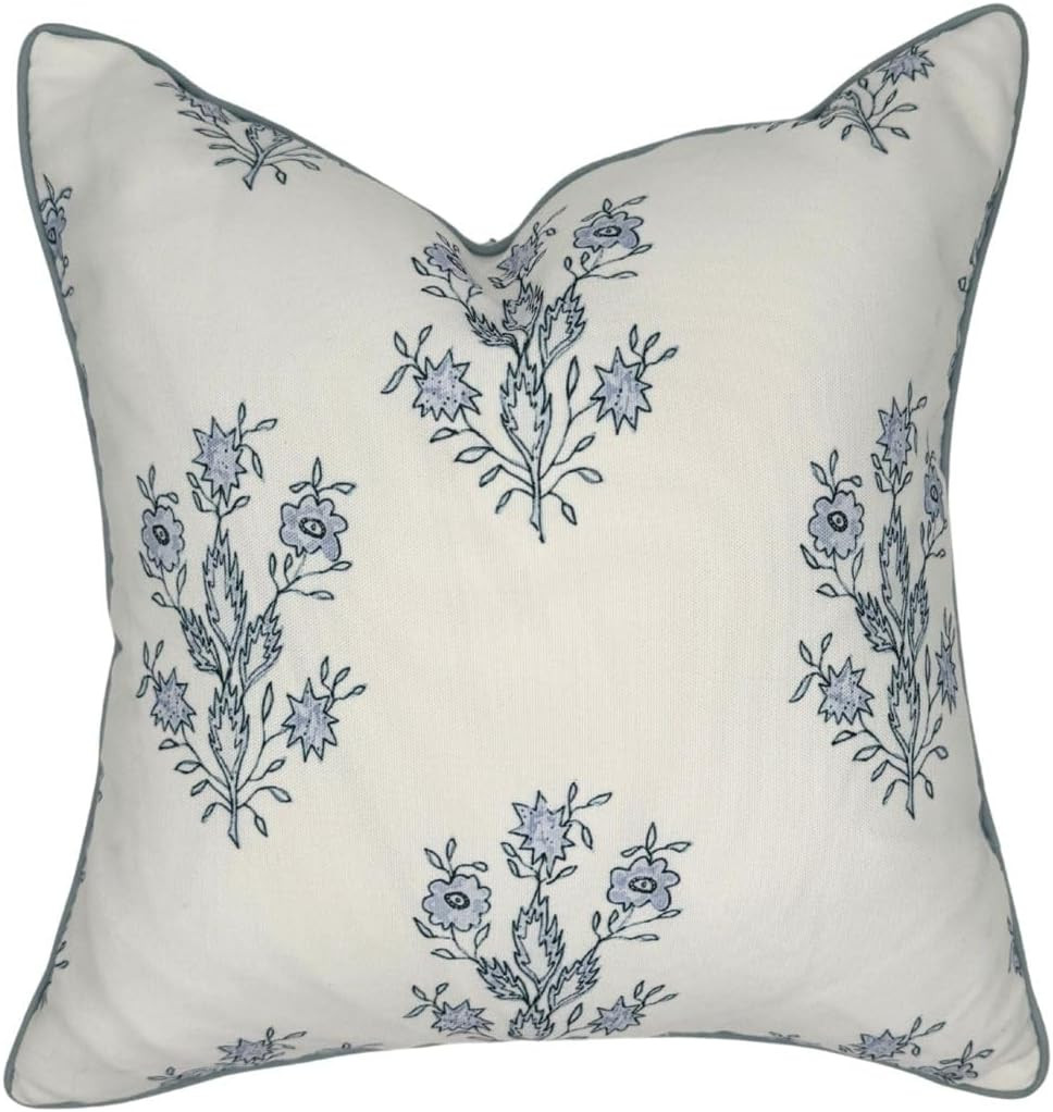 Throw Pillow for Outdoors Mary Off-White Periwinkle Floral Pillow Cover Grandmillennial Pillow Co... | Amazon (US)
