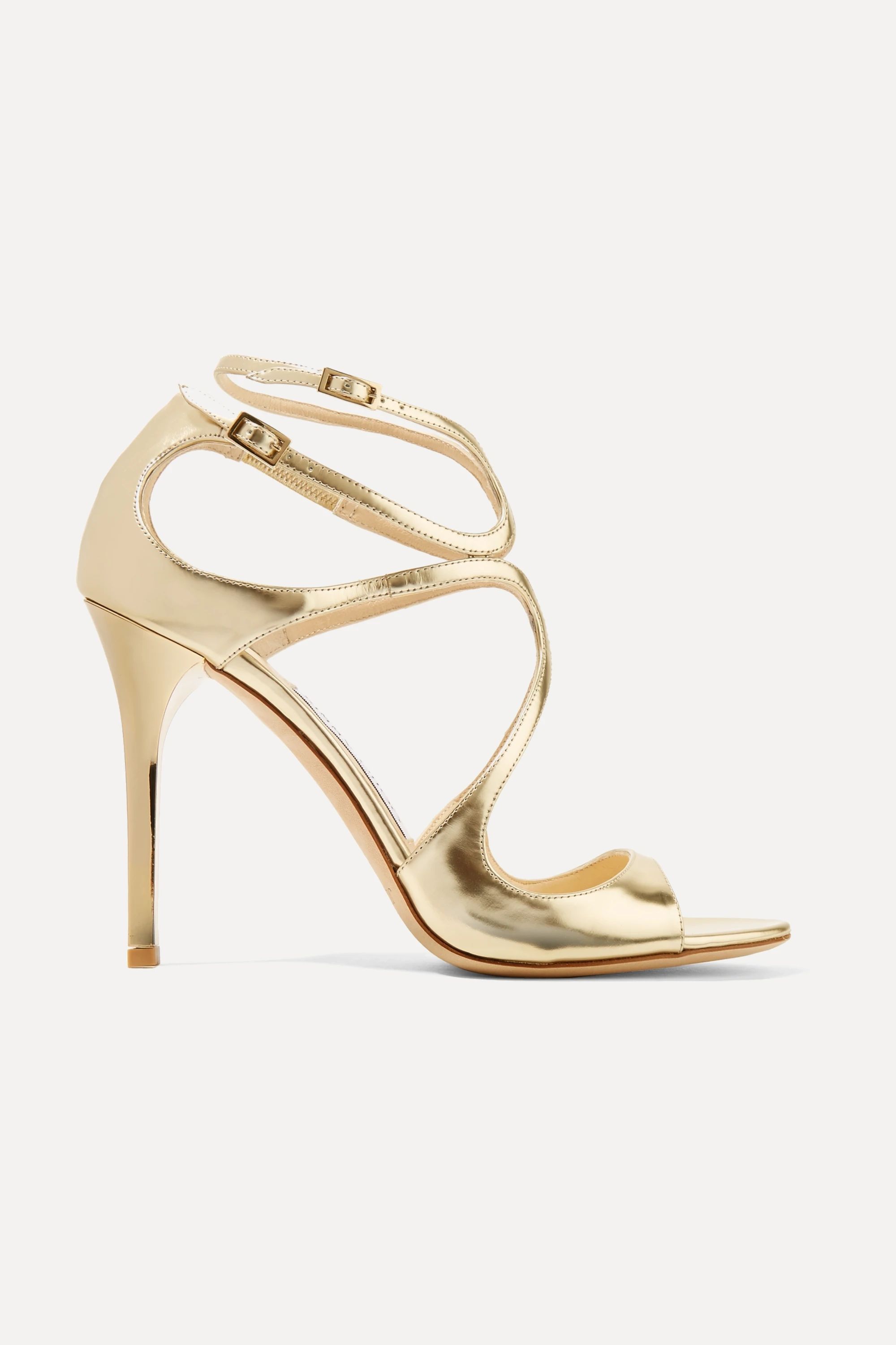 Gold Lang 100 metallic leather sandals | Jimmy Choo | NET-A-PORTER | NET-A-PORTER (US)