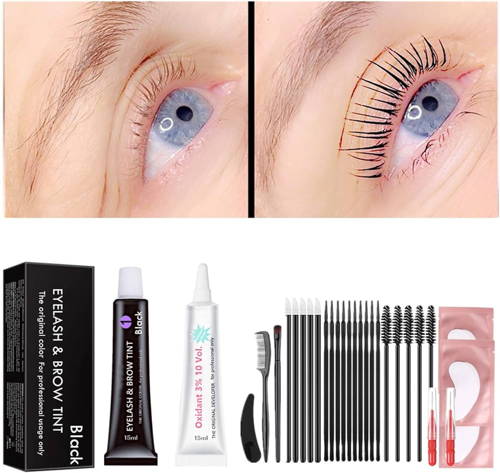Black Lash T-i-n-t Kit, Keratin Black Eyelash D-y-e and Eyebrow T-i n t, 6 Week Voluminous Brow T... | Amazon (US)