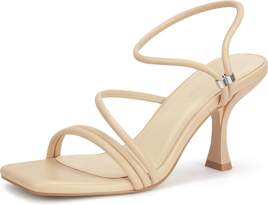 Women's Strappy Kitten Heels Square Open Toe Sandals Party Wedding Ankle Strap Shoes | Amazon (US)